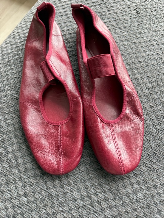 Zara Shoes - Zara Women’s Burgundy Leather Mary Jane Flats